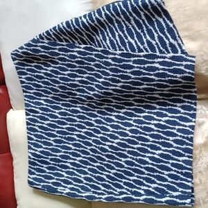 Talbots tweed blue & white mock wrap skirt, side zip